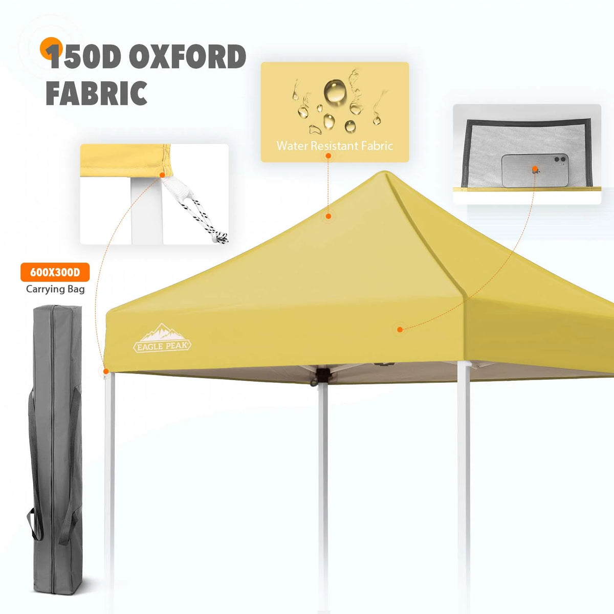 EAGLE PEAK 5x5 Pop Up Canopy Tent Instant Outdoor Canopy Easy Set-up Straight Leg Folding Shelter（Blue）