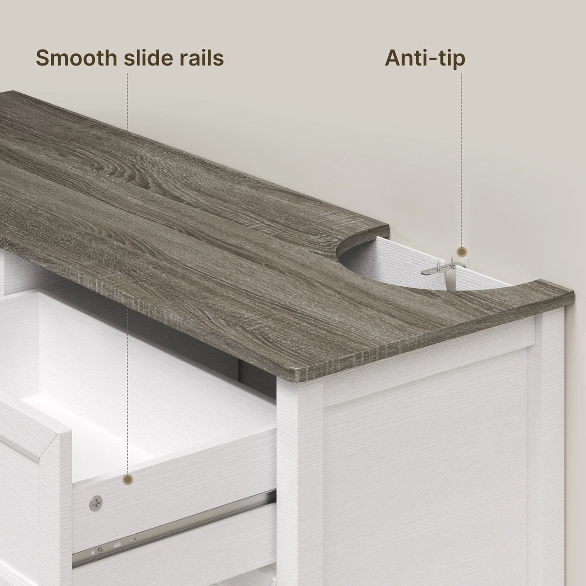 White Dresser, Lofka 6 Drawer Dresser for Bedroom, Chests of Drawers for Living Room, White?? Brown