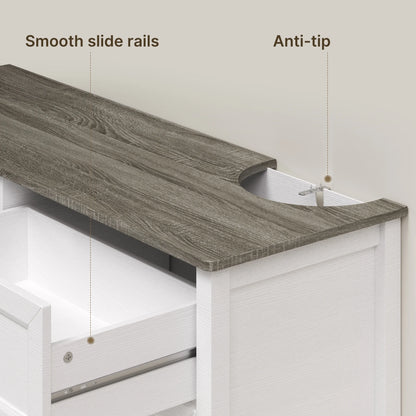 White Dresser, Lofka 6 Drawer Dresser for Bedroom, Chests of Drawers for Living Room, White?? Brown