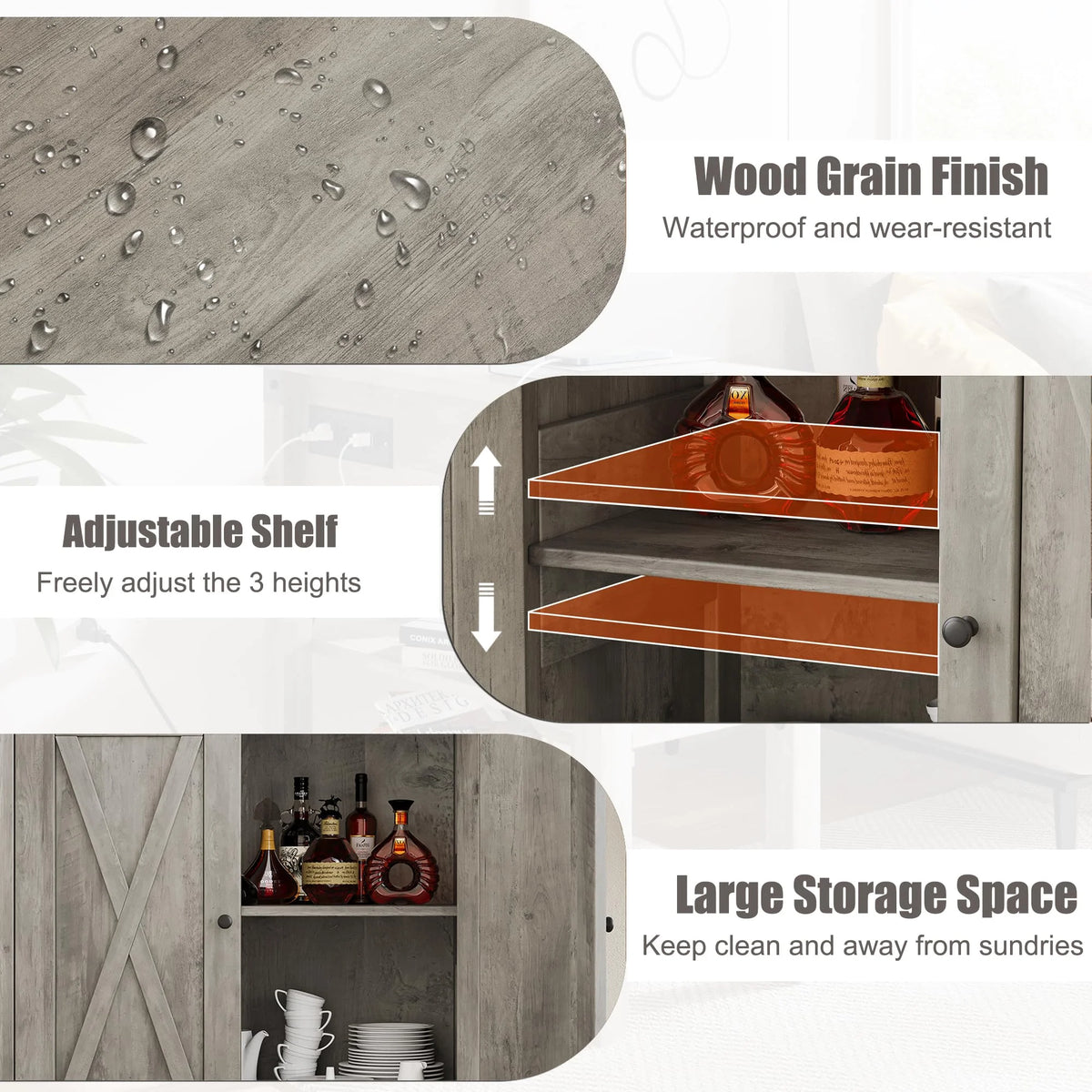 Coffee Bar Cabinet with Storage/Adjustable Shelf 30" Small Kitchen Bar Table Corner Bar Cabinet for Tea Buffet Sideboard Cabinet for Dining Room, Farmhouse Coffee Station for Wine