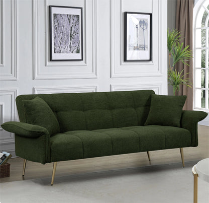 Futon Sofa Bed,Convertible Double Sofa Bed with Folding Armrests for Living Rooms and Small Spaces,Beige