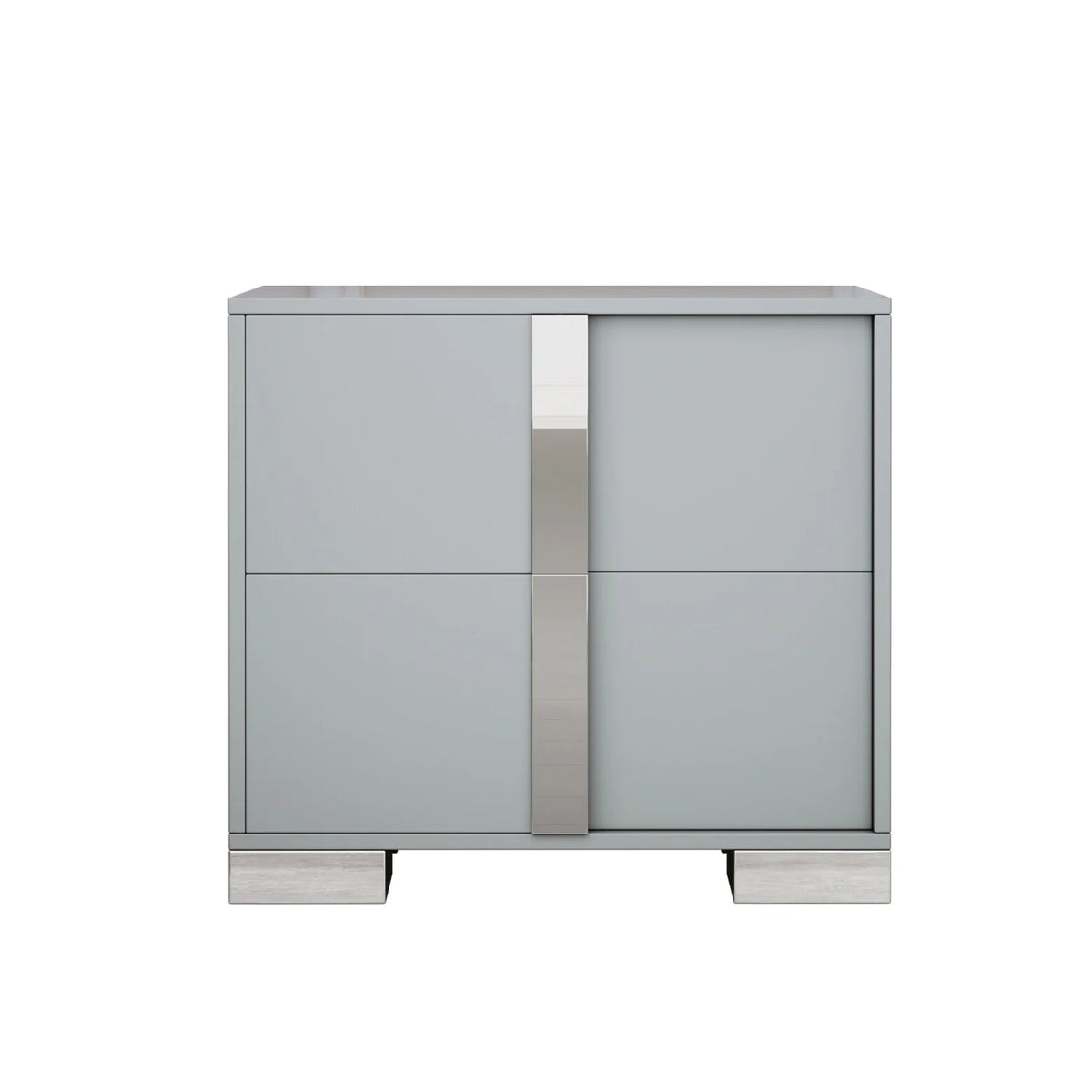 Elegant Nightstand with Metal Handle, Mirrored Bedside Table with 2 Drawers for Bedroom, Living Room, End Sofa Side Table for Living Room, Office, White