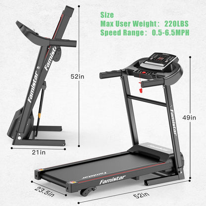 Folding Electric Exercise Treadmill with Adjustable 12% Incline and LCD Display| Bluetooth for Home and Apartment|Motorized Treadmill with 12 Automatic Programs| 265 lb Weight Capacity| LCD Display