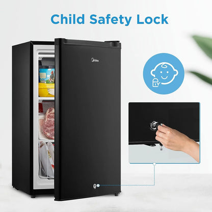 Midea 3 Cubic Ft Upright Freezer, Black, MRU03M2ABB, New