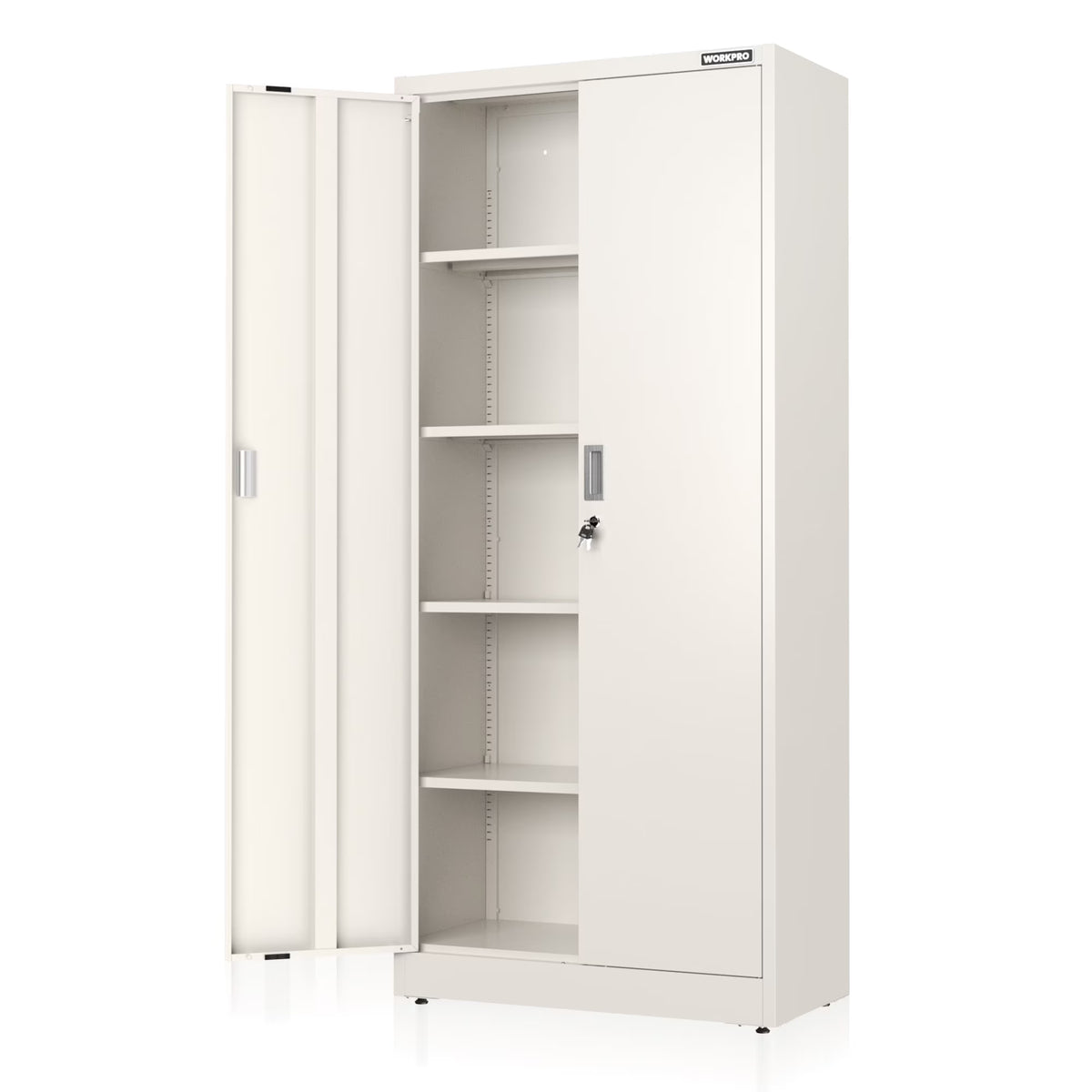 WORKPRO Metal Garage Storage Cabinet with Locking Doors and Adjustable Shelves,71 inches Tall Storage Cabinet for Tools, Office, Home, Shops (Black), Solid Packed