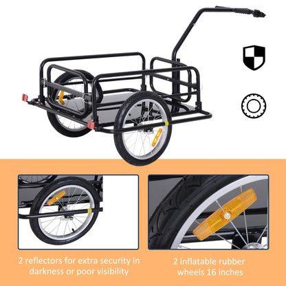 Aosom Foldable Bike Cargo Trailer Cart with Hitch, 88 lbs. Capacity, Black