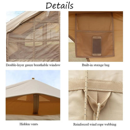 9.8' x 7' Inflatable Camping Tent,4 Season Blow up Tents for Camping, 4-6 Person Inflatable Tent with Stove Jack,Air Tents,Glamping Tent,Waterproof Luxury House with Mesh Window