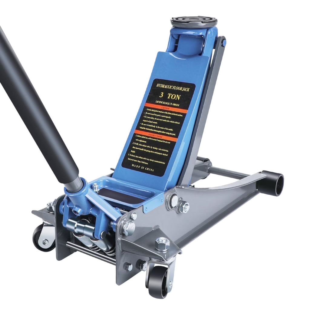 3 Ton Heavy Duty Floor Jack, Fast Lift & Stable Support, Carbon Steel Automotive Jack with Wheels, Max Lift 18.15" for Car and Truck Repair, Blue
