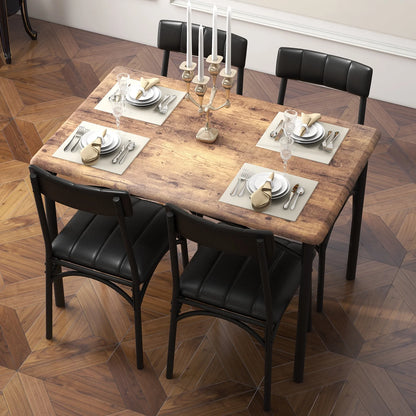 Zzistar 5 Piece Dining Table and Chairs Set, Wood Rectangular Dining Table with 4 Upholstered Chairs