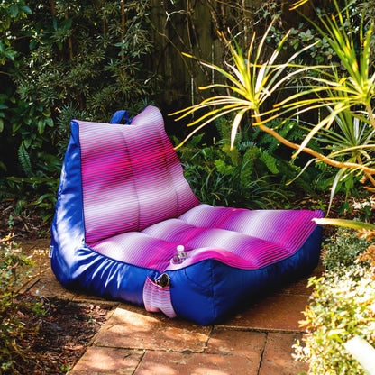 Big Joe Captain's Float No Inflation Needed Pool Lounger with Drink Holder, Tropical Hibiscus Aqua Double Sided Mesh, Quick Draining Fabric, 3 feet