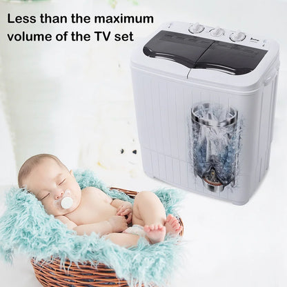 Portable Washing Machine, YOFE Compact Mini Washing Machine, Semi-automatic Washing Machine, Portable Mini Twin Tub Washing Machine for Camping Apartments, Washer(7.7lbs) /Spiner(6.6lbs), Gray, R4861