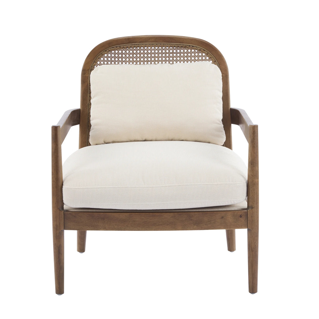 Christopher Knight Home Mid-Century Modern Accent Chairs, Wood Frame with Rattan Backrest, Grayish Green, Set of 2