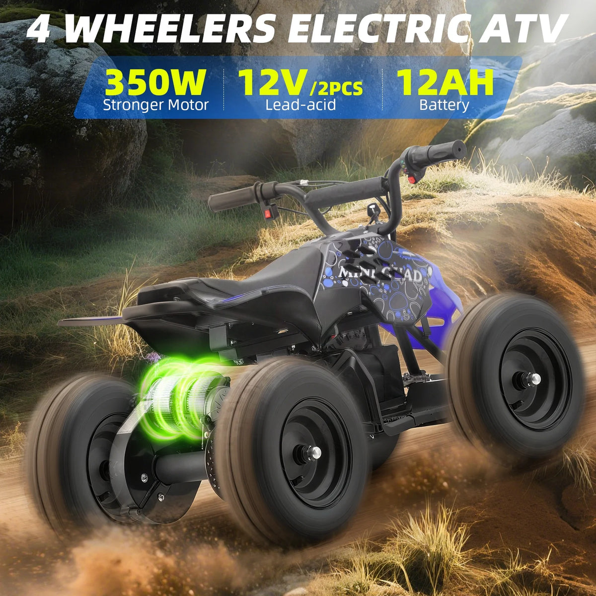 Tcdjtc Electric Dirt Quad EA17 24V 500W ATV with Suspension, Parent Speed Control