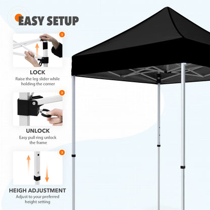 EAGLE PEAK 5x5 Pop Up Canopy Tent Instant Outdoor Canopy Easy Set-up Straight Leg Folding Shelter（Blue）