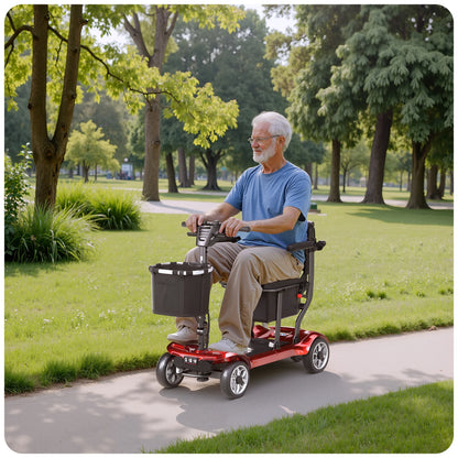 EAGLOG Light Weight 4 Wheels Mobility Scooter for Seniors, Electric Folding Wheelchair Device for Travel, Black