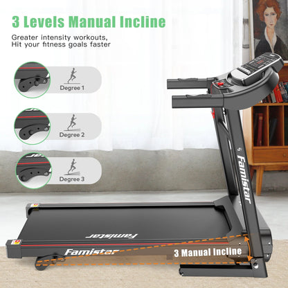 Folding Electric Exercise Treadmill with Adjustable 12% Incline and LCD Display| Bluetooth for Home and Apartment|Motorized Treadmill with 12 Automatic Programs| 265 lb Weight Capacity| LCD Display