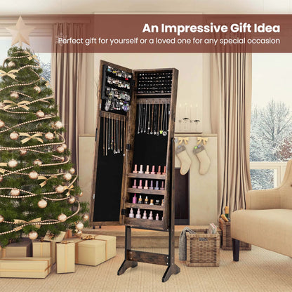 Costway Jewelry Mirrored Cabinet Armoire Organizer Storage Box w/ Stand Christmas Gift