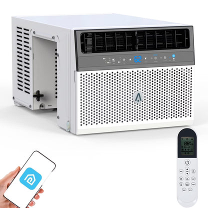 Missky 8000 BTU Window Air Conditioner U-Shaped with Remote, Window AC Units w/24H Timer, 6 Modes, Wi-Fi Enabled, Cools Up to 350 Sq.ft for Home, White