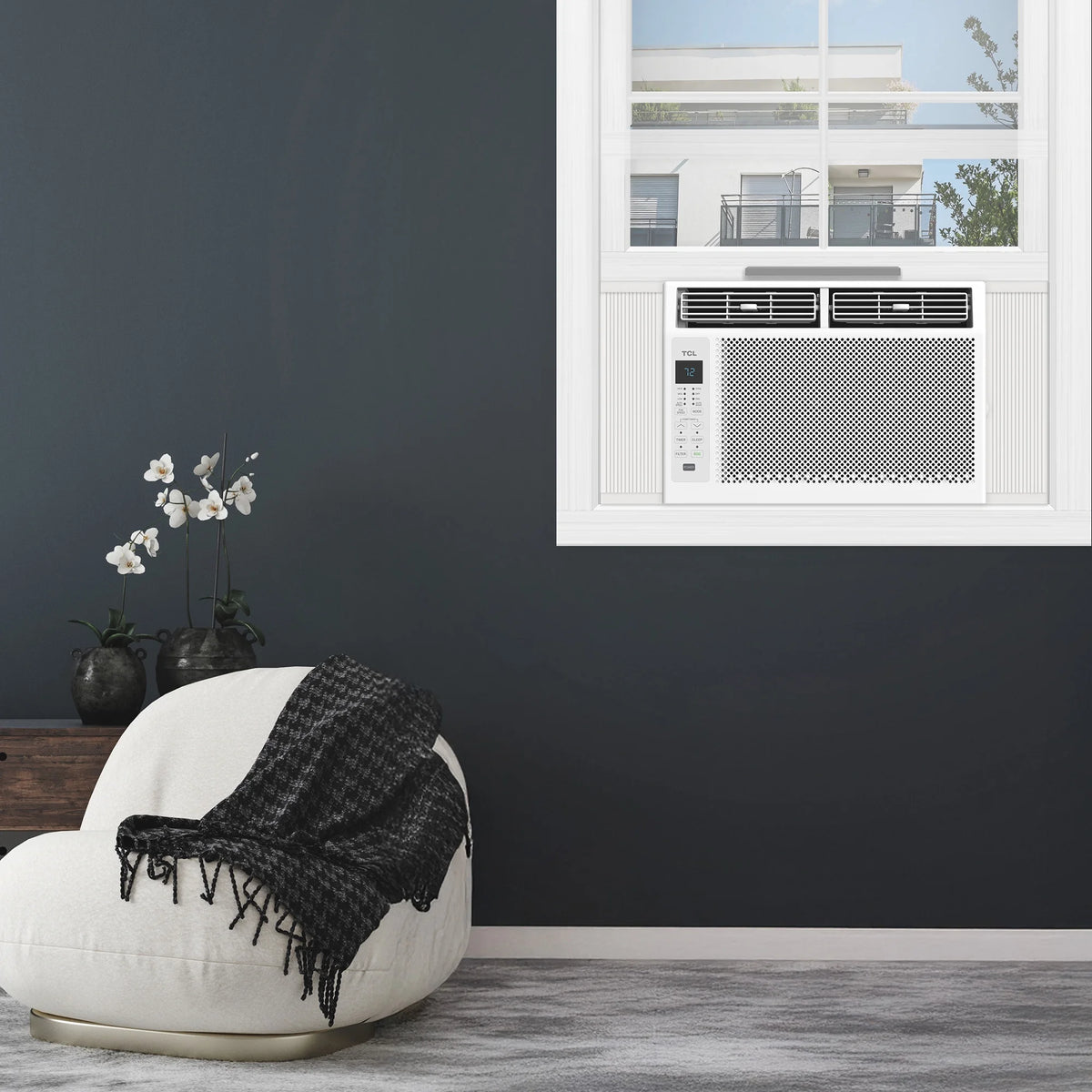 TCL 6,000 BTU Window Air Conditioner, 250 sq. ft., LED Display, Included Remote,  White, W6W32