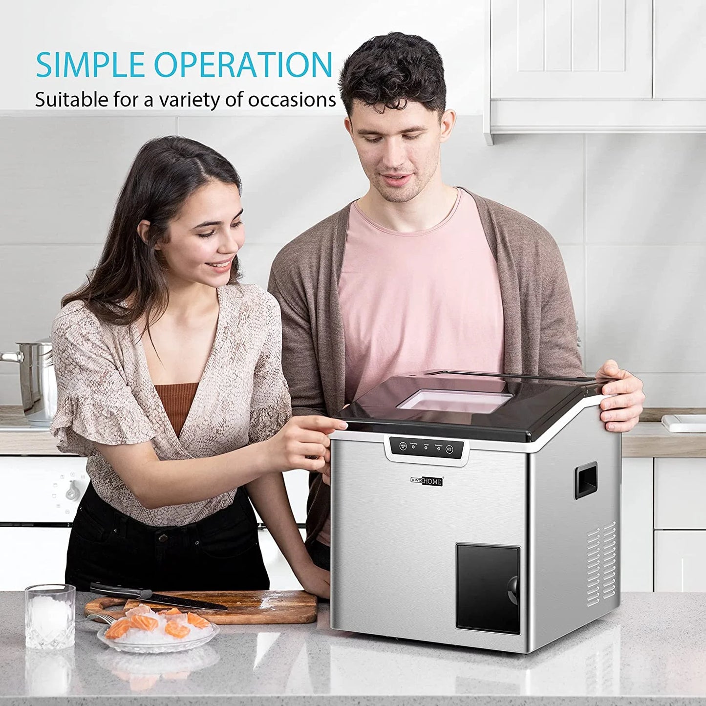 VIVOHOME 2 in 1 Countertop Ice Maker & Ice Shaver Machine, 33lbs/Day