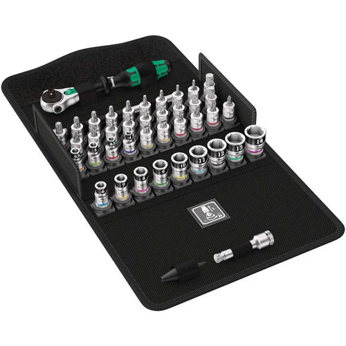 Wera 003755 8100 SA All-in Zyklop Speed Ratchet Set, 1/4" Drive with Holding Function - Metric