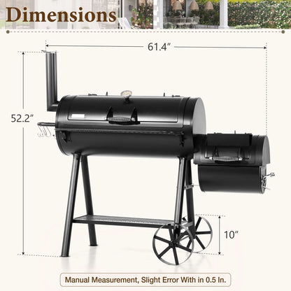Summit Living Charcoal Grill with Offset Smoker 941 sq.in. Extra Large BBQ Grill Black