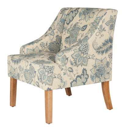 HomePop Classic Swoop Accent Chair - Blue and White Damask
