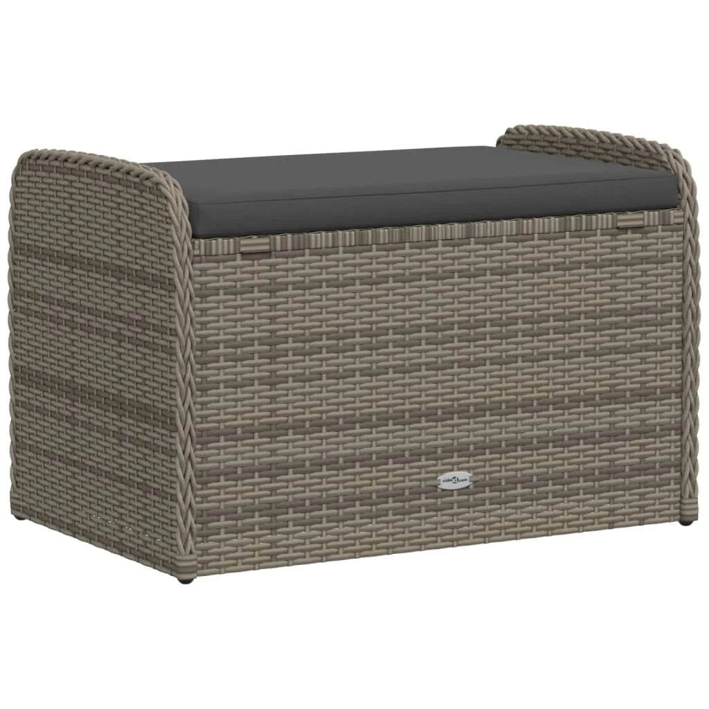 vidaXL Storage Bench with Cushion Outdoor Garden Seat Furniture Poly Rattan