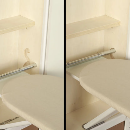 Household Essentials Ironing Board Cabinet, In-Wall Recessed Ironing Board Cabinet with Storage Shelves, White