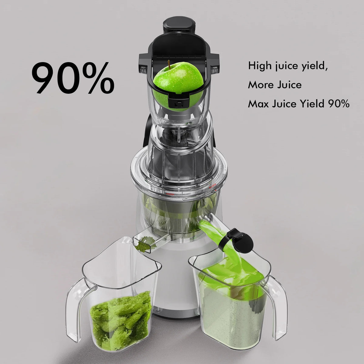 SIFENE 200W Cold Press Juicer Machine for Fruits and Vegetables, Masticating Juice Maker with 83mm Wide Chute, High Yield, Easy Clean, Gray