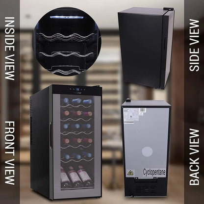 NutriChef Digital Electric 18 Bottle Thermoelectric Wine Chiller Cooler, Black
