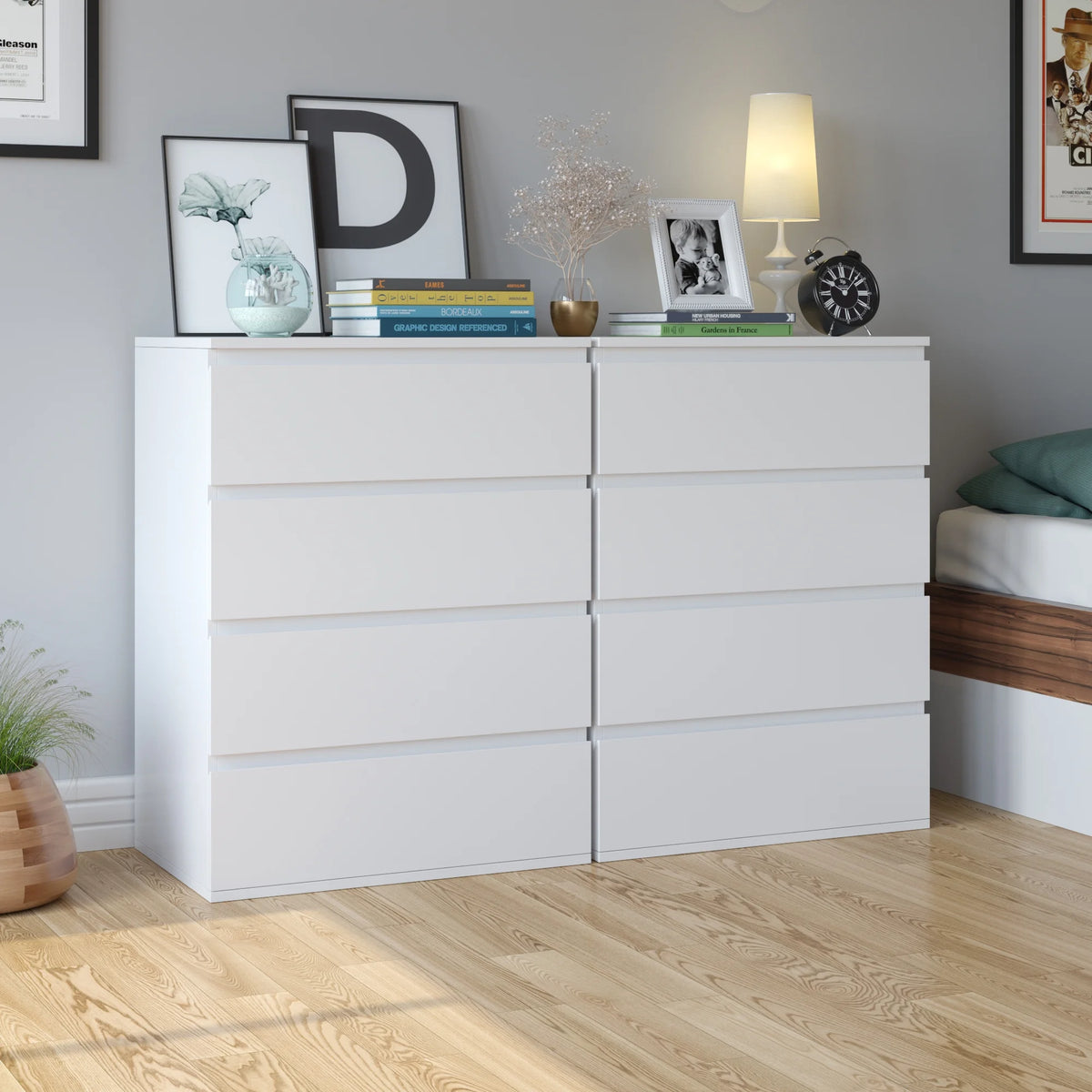 Homfa 5 Drawer White Dresser, Modern Storage Cabinet for Bedroom,Tall Chest of Drawers for Living Room