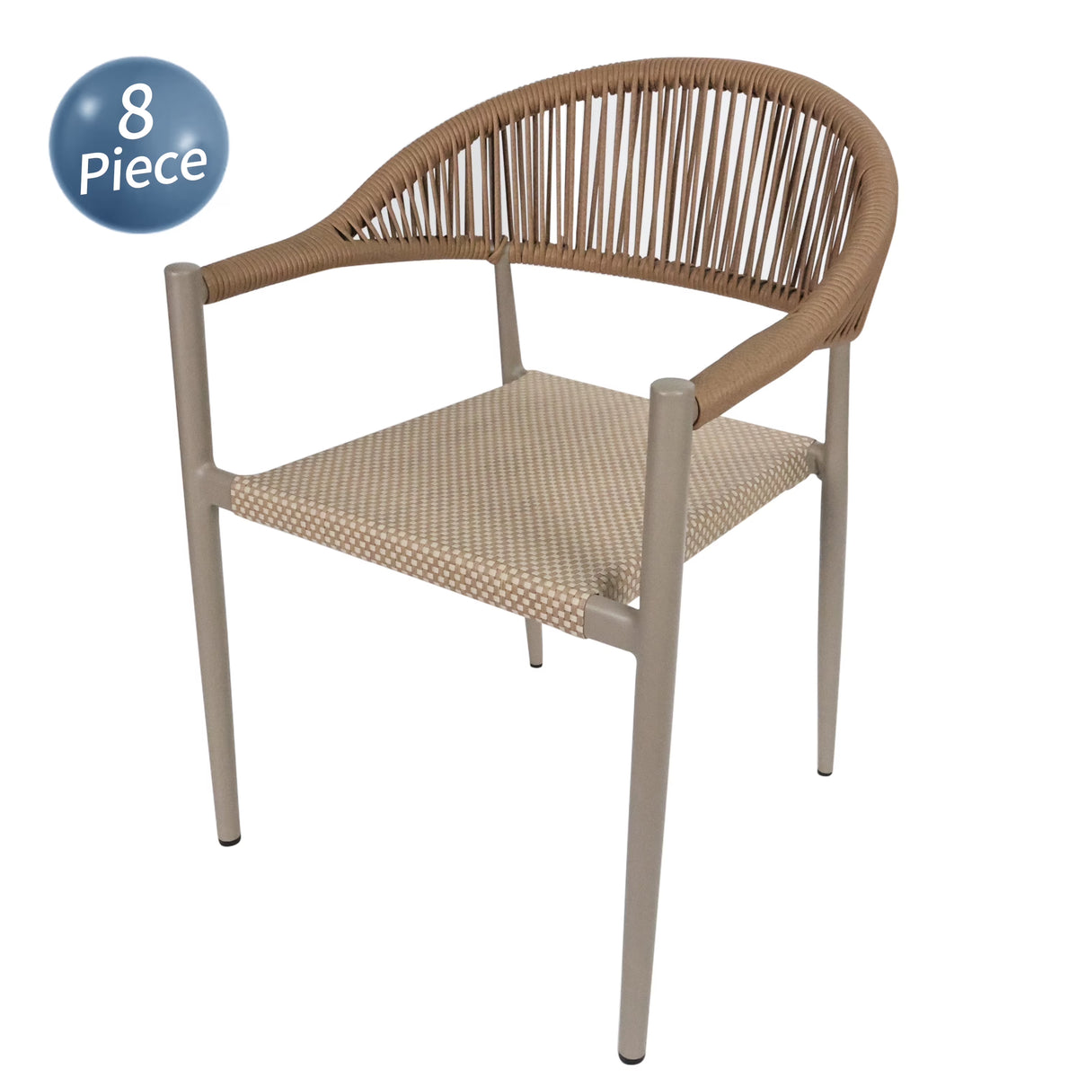 Vmopu New Set of 4 Gray Outdoor  Stackable Dining Chair, PE Rattan for Bistro Restaurant Garden
