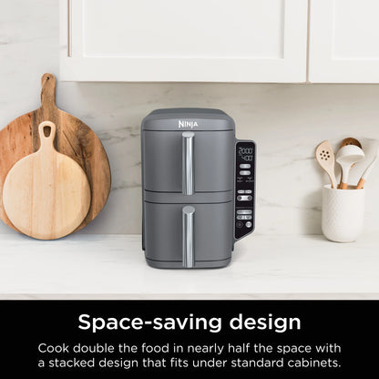 Ninja DoubleStack XL 2-Basket Air Fryer, DoubleStack Technology Cooks 4 Foods at Once, Space Saving Design, 10 QT, 4-in-1, Smart Finish & Match Cook, SL400