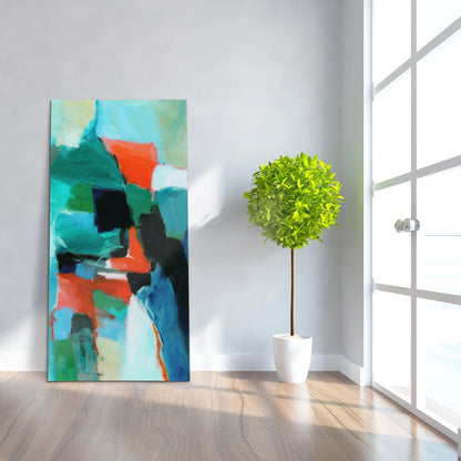 Empire Art Direct Blue Splash Frameless Free Floating Tempered Glass Panel Graphic Wall Art, 72" x 36", Ready to Hang