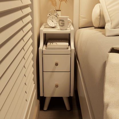 Small Nightstand,Solid Wood Nightstand with Drawers, Walnut Bedside Table for Bedroom