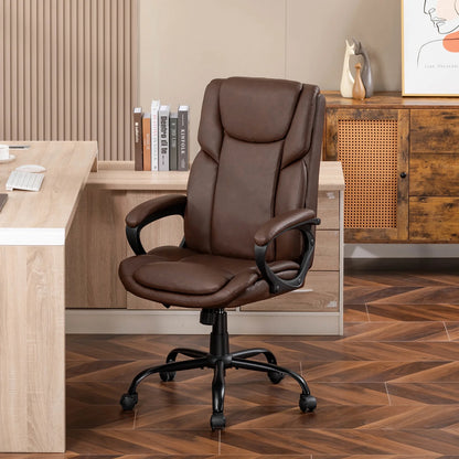 Mainstays Executive Ergonomic High Back Leather Home Office Desk Chair, Black
