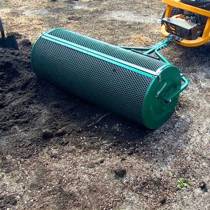 Landzie Compost Spreader 24 Inch Walk-Behind Lawn & Garden Spreader with Metal Mesh Basket