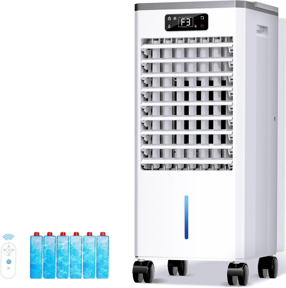 Portable Windowless Air Cooler with 3 Cooling Modes & Speeds, 12H Auto-Off Timer, 2-Gal 20H Cooling Tank, 16FT Remote Control, No Hose Installation, 46dB Quiet Evaporative Swamp Cooler
