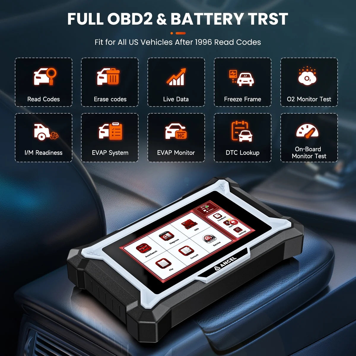 ANCEL Car Diagnostic Scan Tool, Engine ABS SRS Transmission Diagnostic Scanner, OBD2 Scanner Code Reader with 7 Resets, ABS Bleeding, BMS SAS Oil Reset, Lifetime Free Update, Online Customer Service