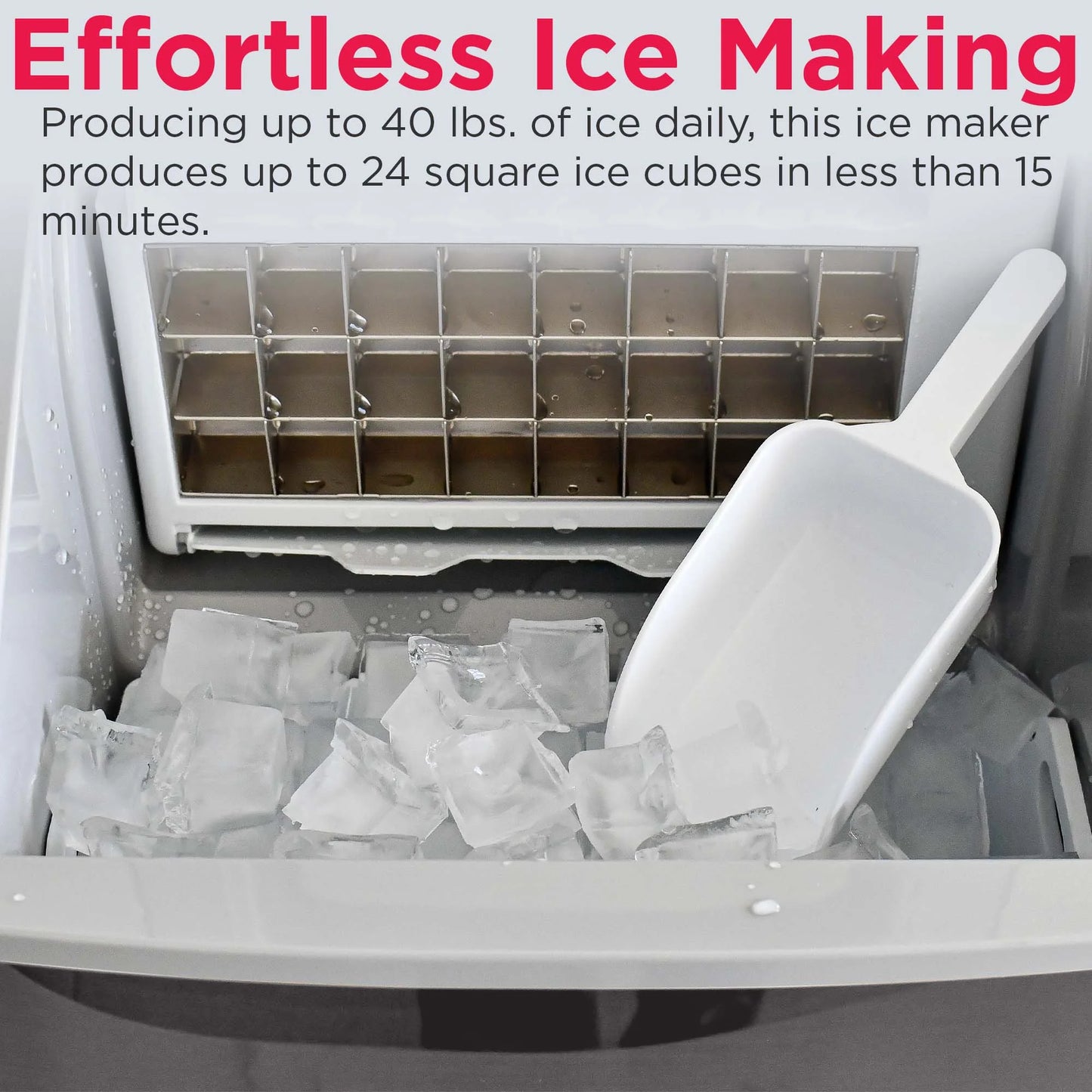 Frigidaire 40lbs. Countertop Clear Square Ice Maker - Stainless Steel