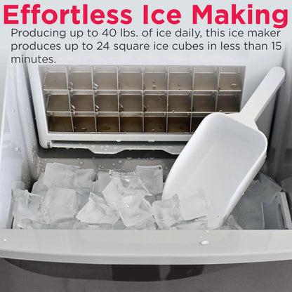 Frigidaire 40lbs. Countertop Clear Square Ice Maker - Stainless Steel
