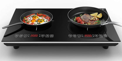 VBGK Double Induction Cooktop 24 Inch Electric Countertop 2 Burner 110V Electric Hot Plate,3H & Auto Shutdown Induction Burner,Child Lock Electric Cooktop 4000W