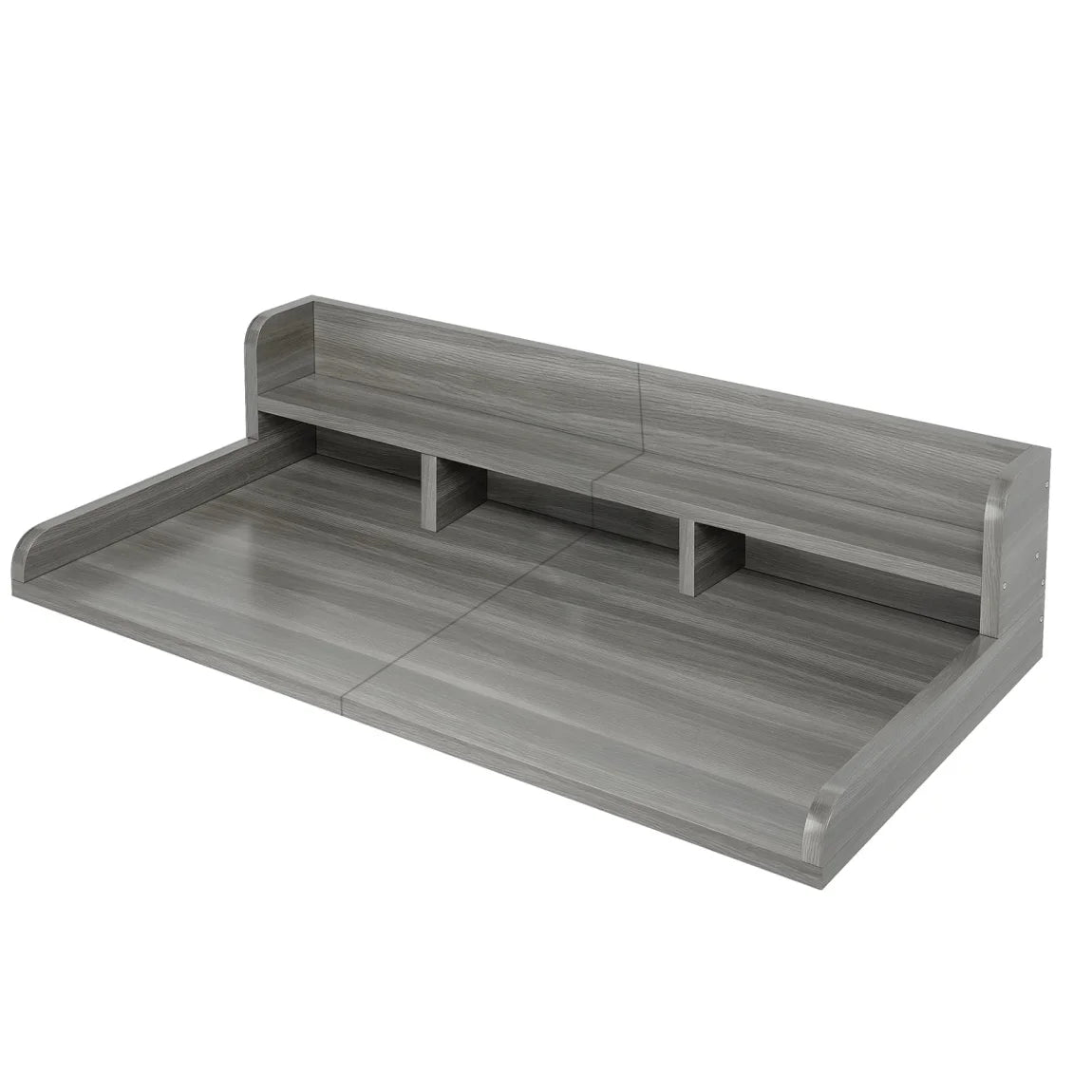 Modern Washer Dryer Countertop with 2-Tier Shelf,Laundry Room Countertop Organization Storage with 2.75" H Guard Edge Rails,Non-Slip Pad,Waterproof and Easy to Clean,54"W x 27.55"D,Natural Wood