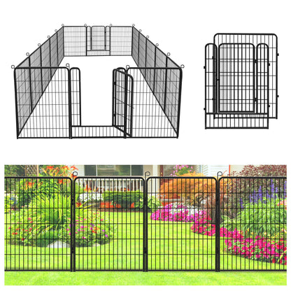 Jhsomdr Decorative Garden Fence 10 Panels Animal Barrier Fence 40" Height Metal No Dig Fence for Yard Patio