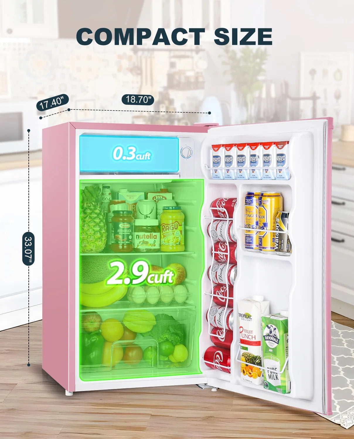 Upstreman 3.2 Cu.Ft. Mini Fridge with Freezer Single Door Small Refrigerator Adjustable Thermostat Compact Fridge with Reversible Door, Low Noise, BR321 Black