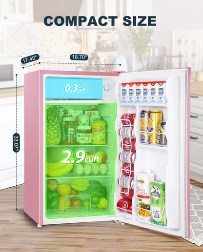 Upstreman 3.2 Cu.Ft. Mini Fridge with Freezer Single Door Small Refrigerator Adjustable Thermostat Compact Fridge with Reversible Door, Low Noise, BR321 Black