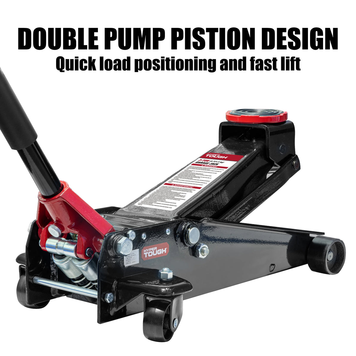 Hyper Tough 3 Ton Floor Jack with Dual Pump - Black