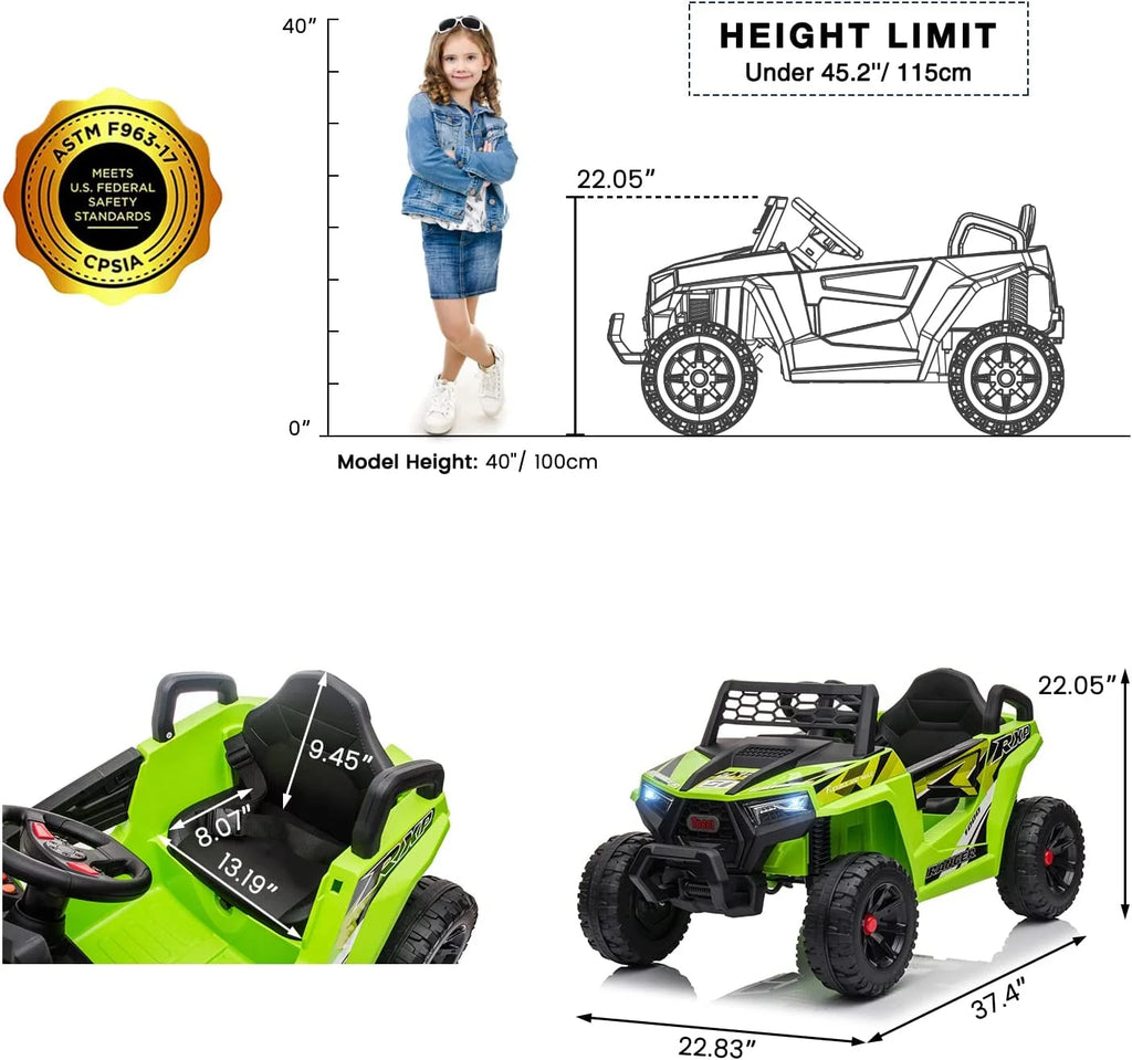 TOBBI 12V Kids Electric off-Road UTV Truck Car Battery Powered Ride on Toys for Girls with LED Headlights, Music, Horn