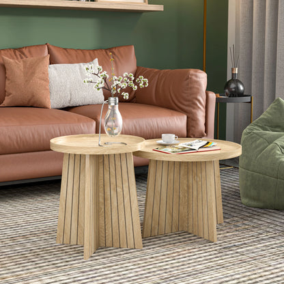 Round Coffee Table, Nesting Coffee Tables Set of 2, Circular Coffee Table